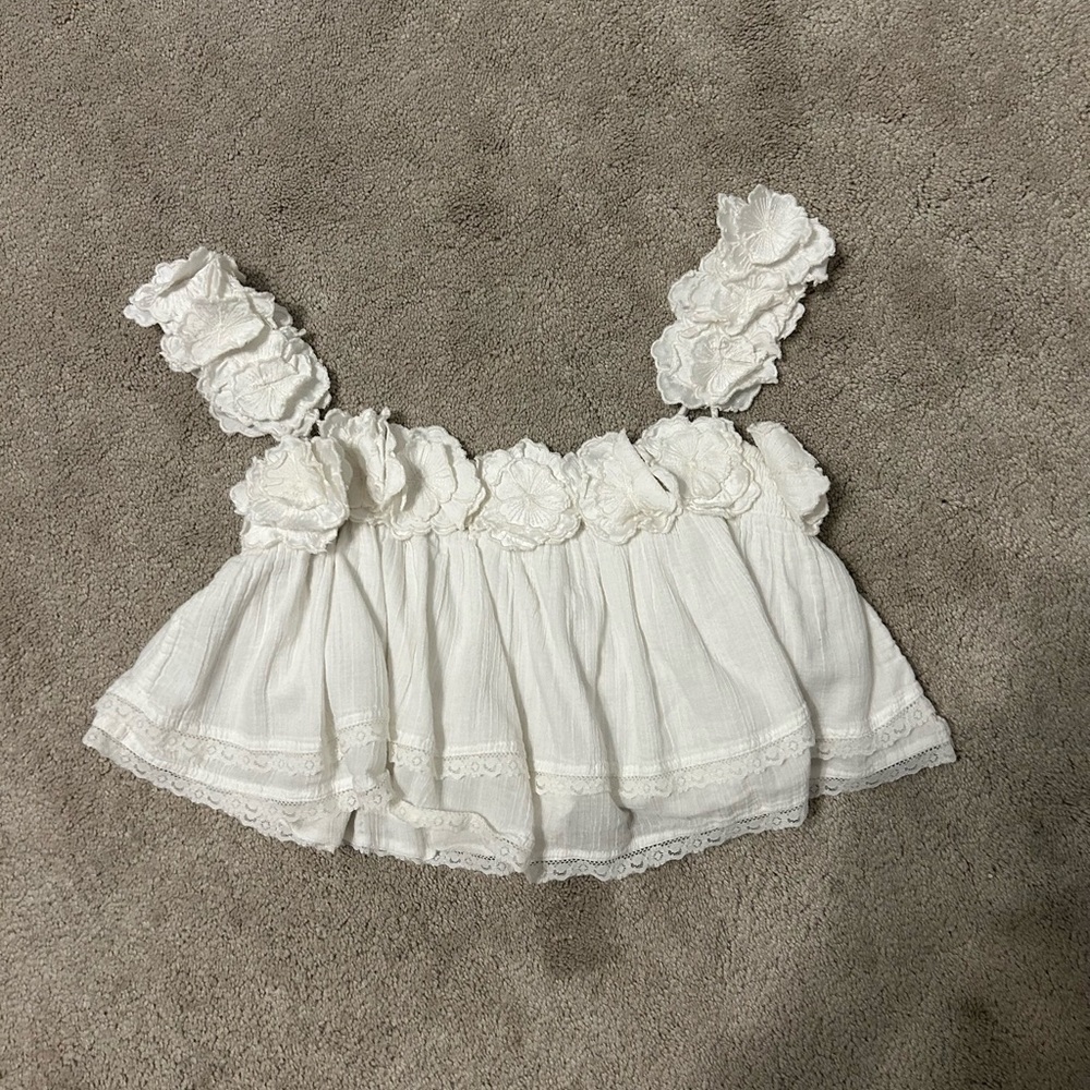Altar'd State White Ruffle Crop Top
